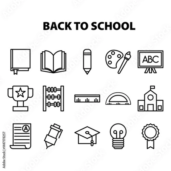 Fototapeta Back to School Icon Set with Line Style