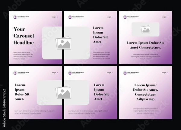 Fototapeta Modern 6 page carousel banner template design. Intagram carousel or linkedin social media carousel. Six page in portrait frame,