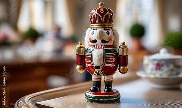 Fototapeta Regal nutcracker graces a sunlit table