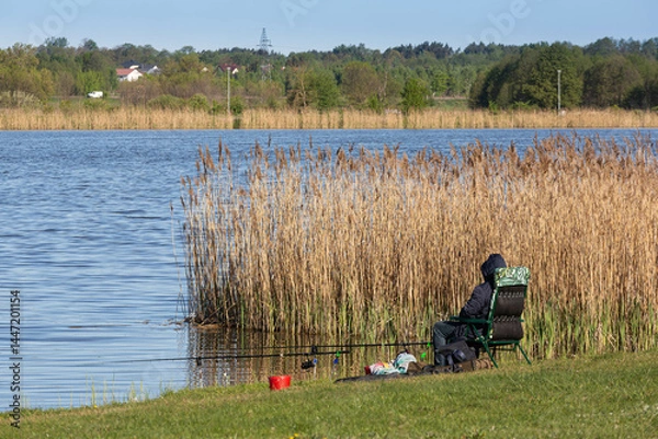 Obraz Wędkarz nad jeziorem 