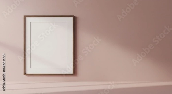 Fototapeta Empty picture frame on pastel wall with soft lighting  