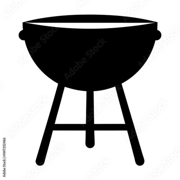 Fototapeta Simple black and white image vector of a barbecue grill with stand