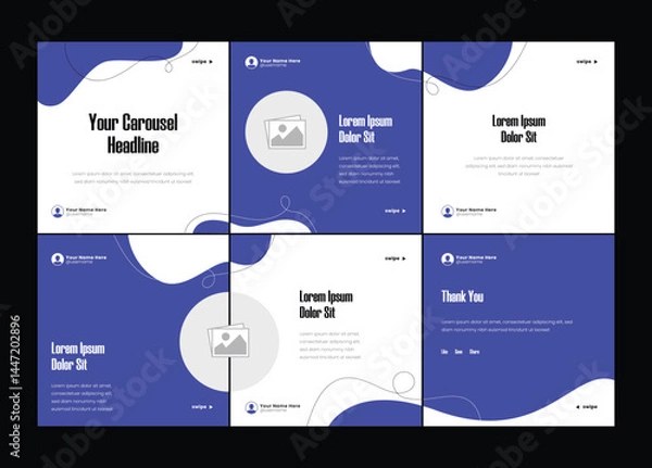 Fototapeta Modern 6 page carousel banner template design. Intagram carousel or linkedin social media carousel. Six page in portrait frame,
