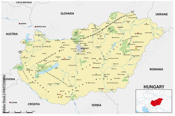 Obraz detailed vector map of hungary