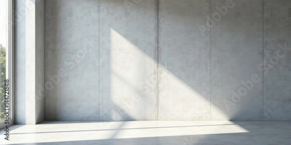 Obraz Sunlit Empty Room with Concrete Walls and Floor Featuring a Large Window