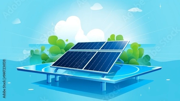 Obraz Solar cell installed ecology energy saving vector image