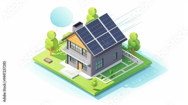 Obraz Solar energy advantages isometric vector image