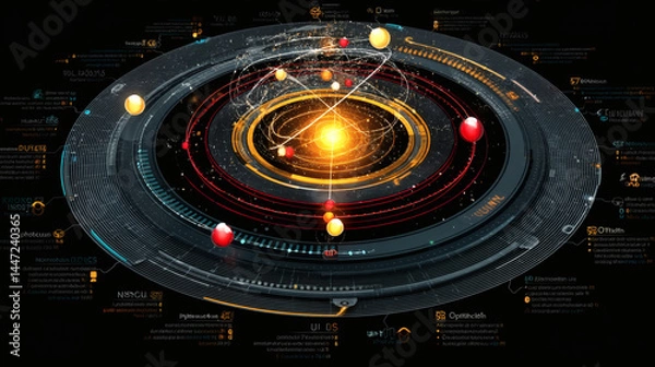 Obraz 3D Illustration of Solar System with Planets and Orbits in Space