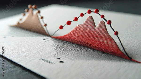 Obraz Abstract Art of Mountain Peaks Created with Paper and Thread Design