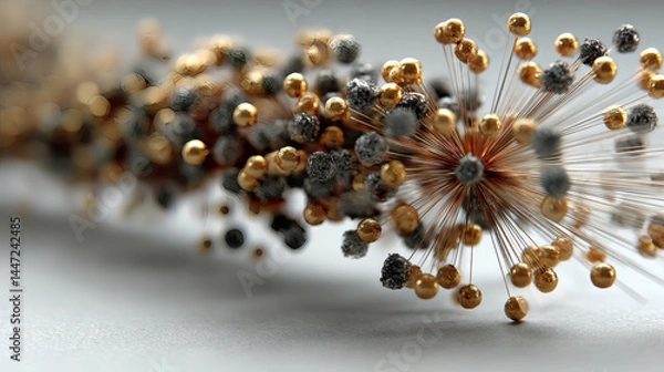 Obraz Abstract Close-Up of Metallic Particles and Fibers on Gray Surface
