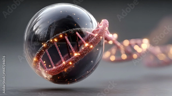 Obraz Abstract Model of DNA Helix Forming Inside a Transparent Sphere