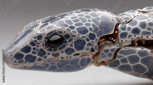 Obraz Abstract representation of biomechanical lizard with intricate patterns