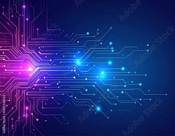 Fototapeta "Intricate circuit board technology background vector, showcasing detailed pathways and connections, perfect for tech-themed designs and digital projects."
