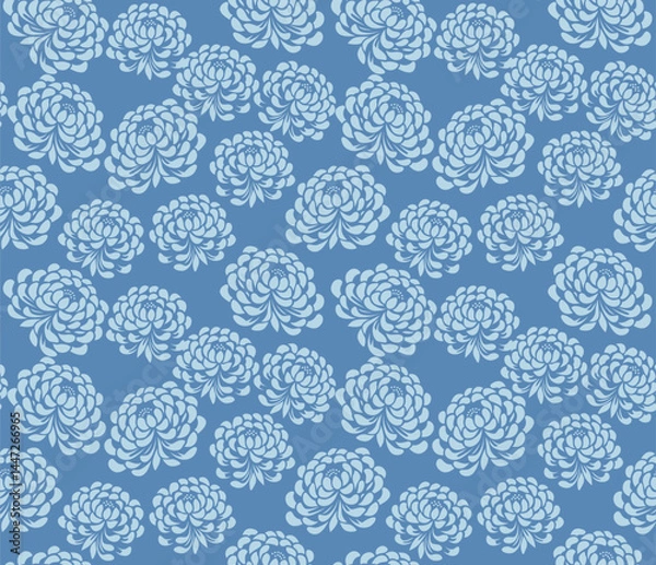 Fototapeta Japanese Chrysanthemum Flower Vector Seamless Pattern