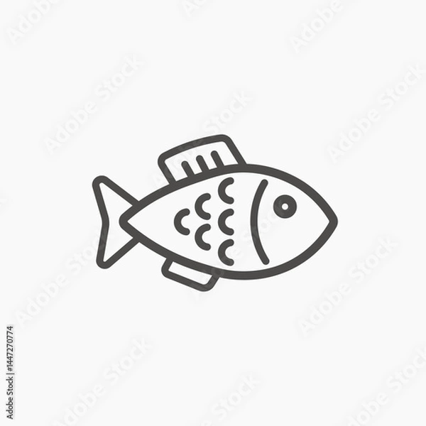 Obraz Fish, fin, shark, sea, ocean icon vector flat style isolated on grey background