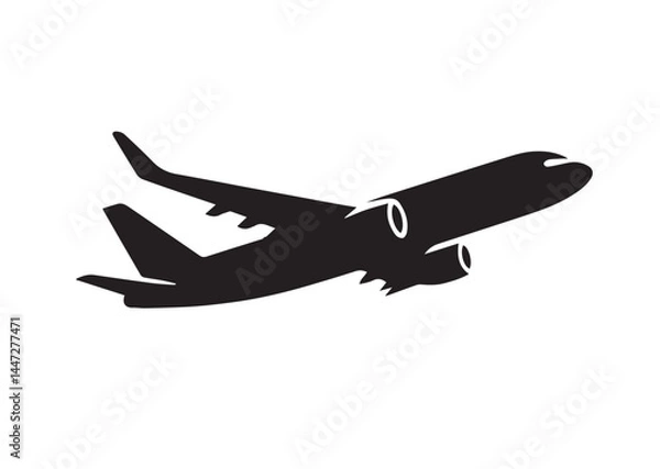 Fototapeta Airplane silhouette Vector isolated on white background