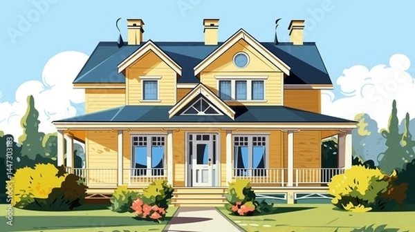 Obraz Yellow private house vector image
