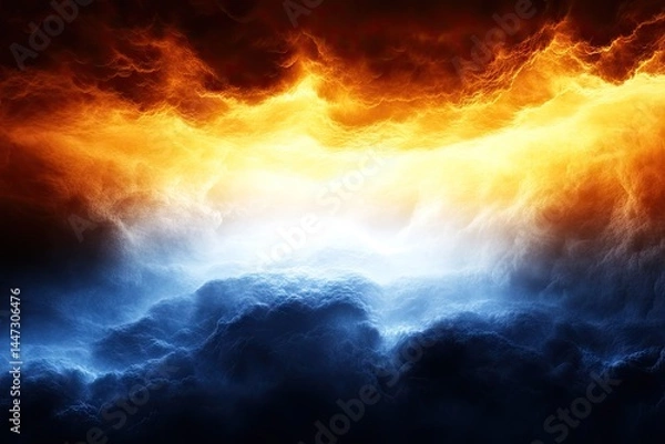 Fototapeta Fiery and icy celestial clouds clash