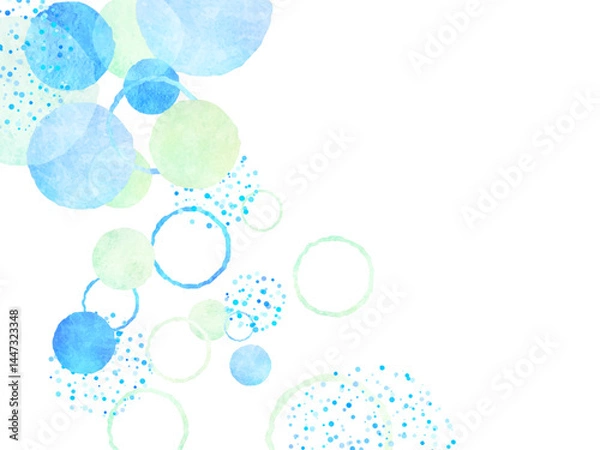 Obraz 青色の抽象的な丸の背景イラスト