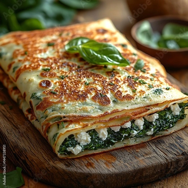 Obraz Spinach and cheese crepe