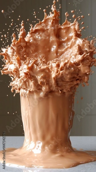 Obraz Splashed creamy liquid in glass