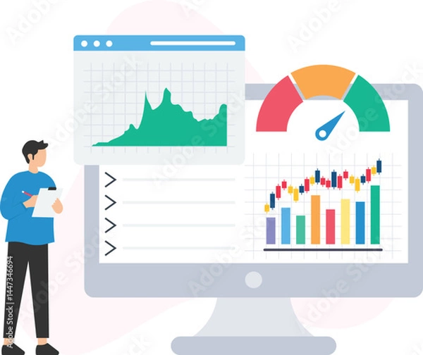 Fototapeta Project processing or project initiation, project planning or resource allocation, task scheduling or milestone tracking, risk assessment or issue management, scope definition or deliverable outlining