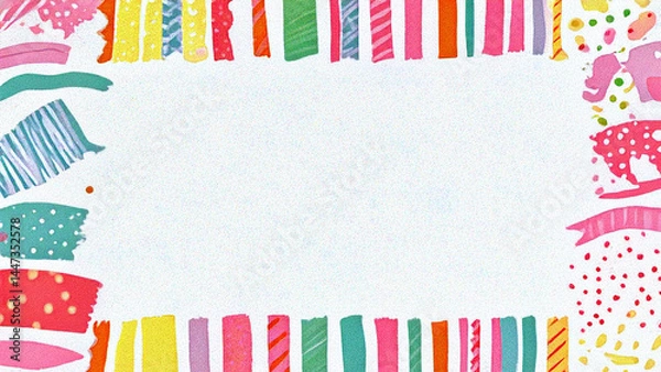 Fototapeta カラフルなテープとリボンのフレーム