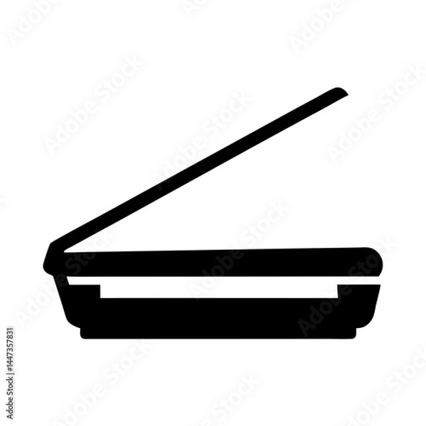 Fototapeta Black scanner icon illustration, digital document scanning and digitization process, modern office equipment