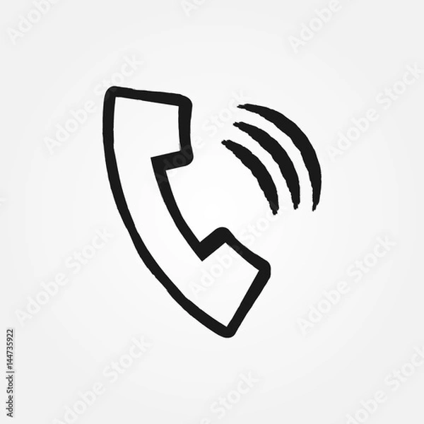 Obraz The outline of the handset is drawn with a brush. Grunge icon phone. Black isolated symbol.