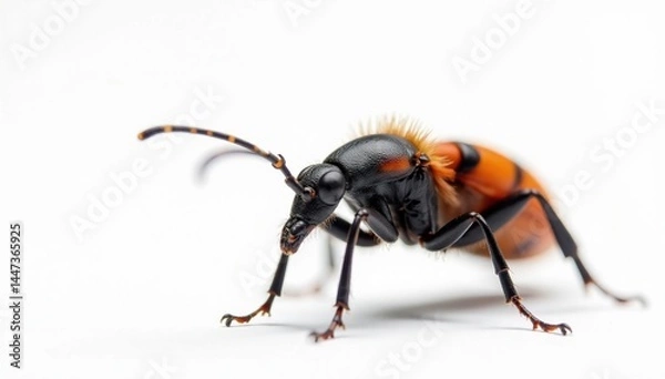 Fototapeta Close-up of a single insect on stark white background, still life, creature