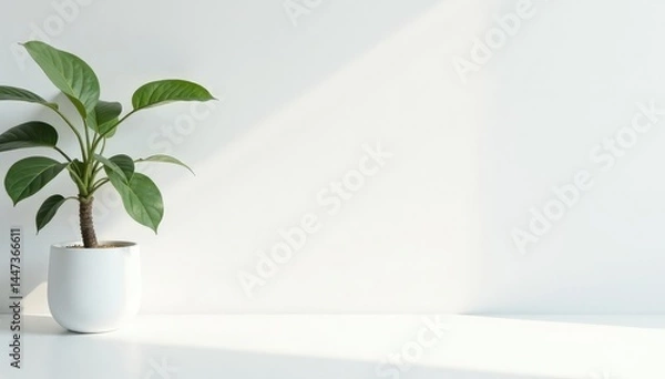 Obraz Clean minimalist white backdrop, pristine surface, display, blank, white