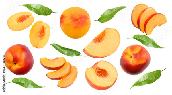Obraz Piece of nectarine isolated on white background. clipping path