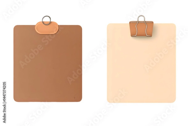 Fototapeta Two Empty Clipboards, Brown And Beige, Isolated Illustration Background