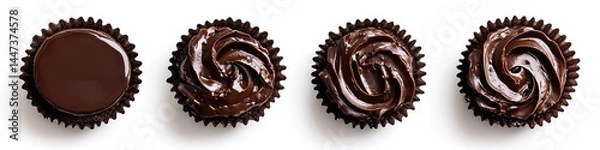 Obraz Delicious Chocolate Cupcakes Stages Of Frosting