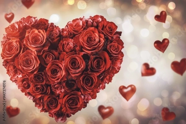 Obraz A Heart Shaped Bouquet Of Red Roses
