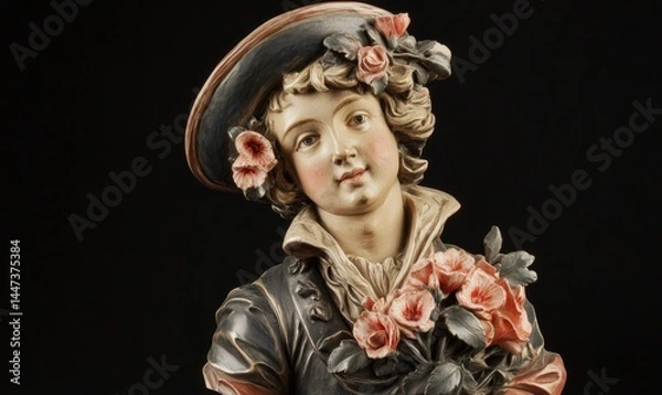 Obraz Intricate Figurine Of A Young Woman With Flowers