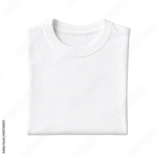 Obraz Classic and versatile pristine white short sleeve t-shirt, neatly folded, ideal for apparel display.