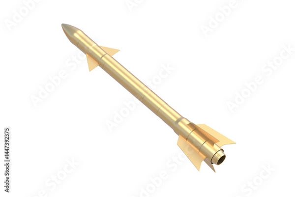 Fototapeta Golden cruise missile isolated on white background. 3d render