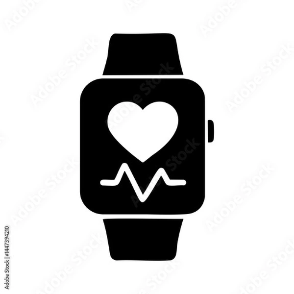 Fototapeta Smartwatch heart rate monitor icon for wearable health tech