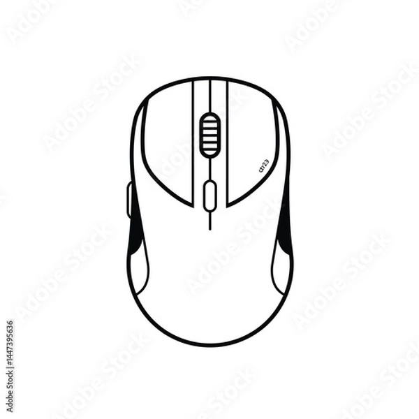 Fototapeta Computer mouse simple black and white flat vector icon and glyph design