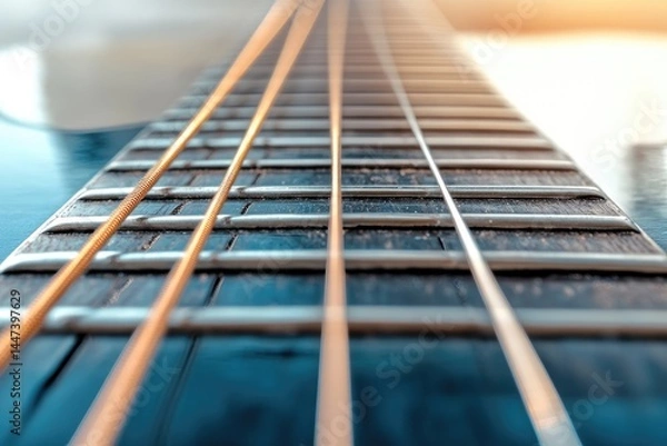 Fototapeta Close-up view of guitar fretboard