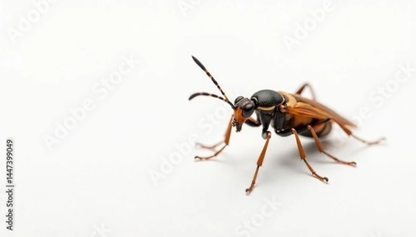 Fototapeta Close-up of single insect on pure white background, studio, isolated