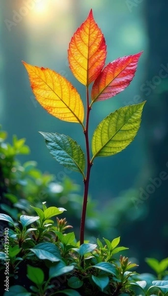 Obraz Colorful stem of single stem isolated on white, foliage, forest, botanical