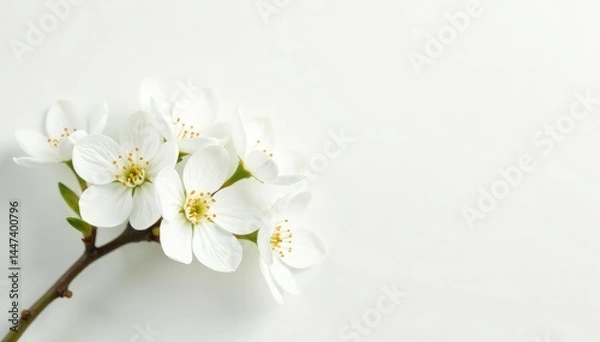 Obraz Delicate white blossoms on pure white backdrop, subtle, flowers