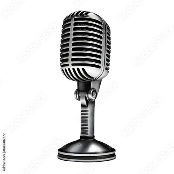 Obraz Vintage Silver Microphone Illustration Isolated Background Image