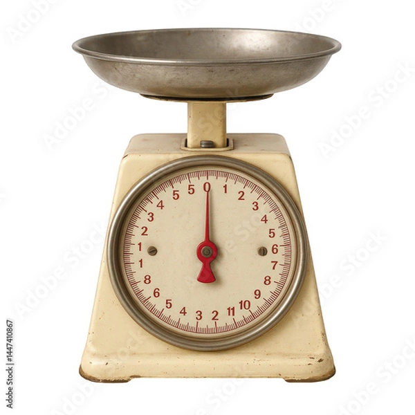 Obraz Retro cream weighing scale for the kitchen with a gleaming metal pan and easy-to-read circular gauge.