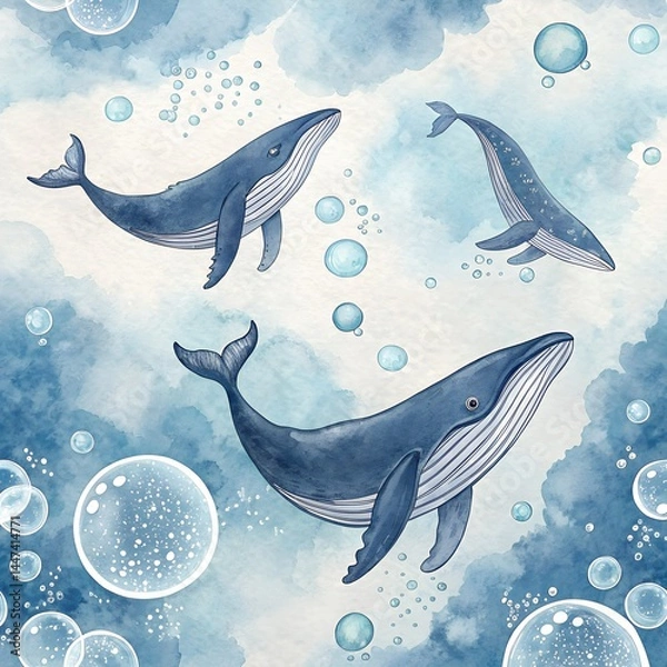 Fototapeta seamless pattern with dolphins