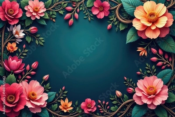 Obraz Intricate blooms, swirling vines, rich colors, floral, blossom