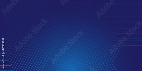 Obraz Bright blue dynamic abstract vector background with hexagon lines. 3d banner cover, business presentation for evening party, sales event. Fast moving soft hexagons.
