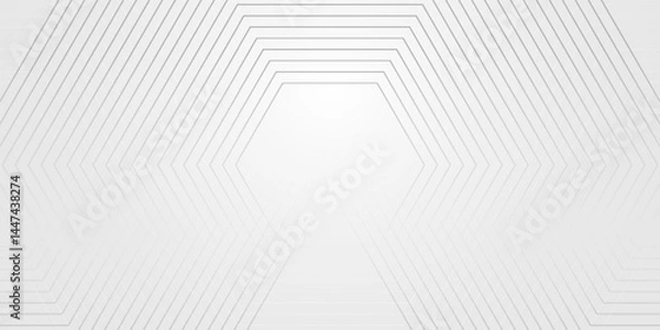 Obraz Bright white dynamic abstract vector background with hexagon lines. 3d banner cover, business presentation for evening party, sales event. Fast moving soft hexagons.